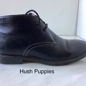 Hush Puppies black leather size 9